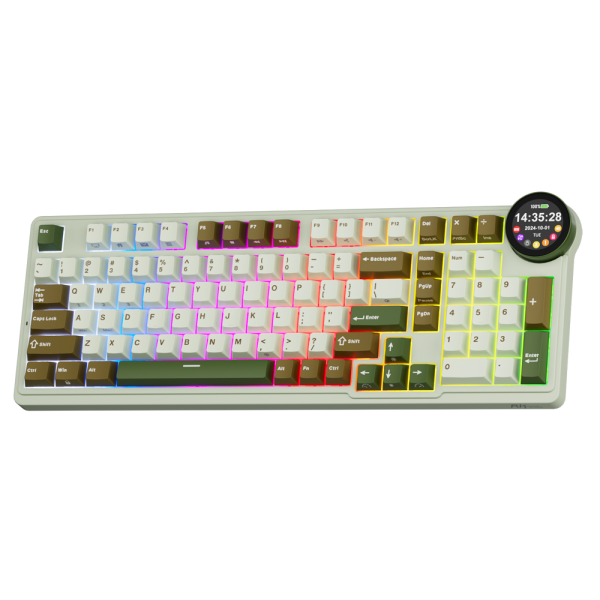 Royal Kludge RK N99 RGB Mechanical Keyboard, Cream Switch, Hot Swappable, Wireless, USB, Bluetooth, 2.4GHz, Palm Green