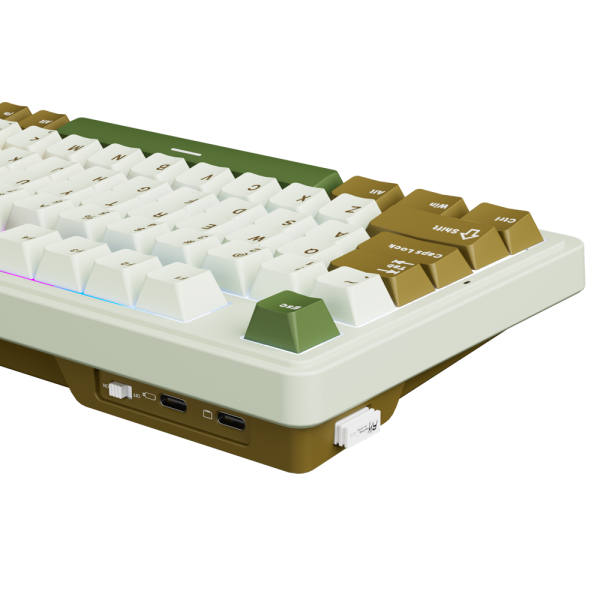Royal Kludge RK N99 RGB Mechanical Keyboard, Cream Switch, Hot Swappable, Wireless, USB, Bluetooth, 2.4GHz, Palm Green