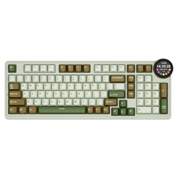 Royal Kludge RK N99 RGB Mechanical Keyboard, Cream Switch, Hot Swappable, Wireless, USB, Bluetooth, 2.4GHz, Palm Green