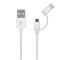 2E Cable  USB to Micro + Type C, 5V/2.4A, White,1m