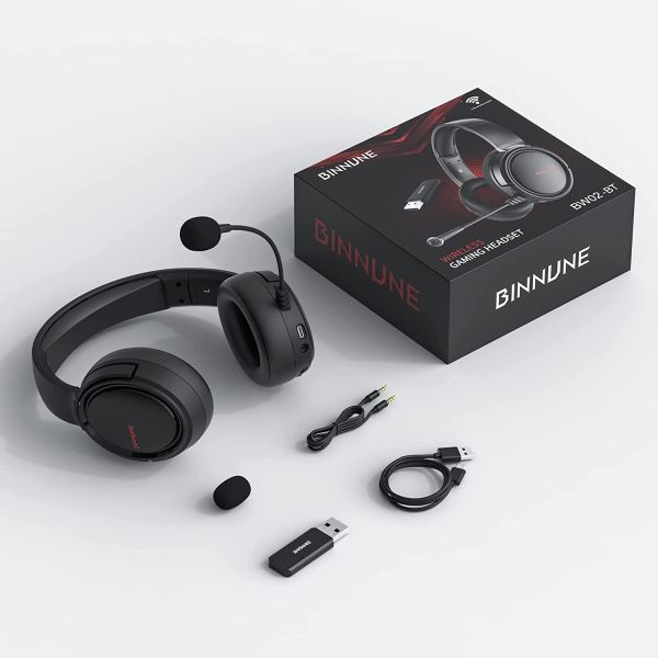 BINNUNE 2.4G/Bluetooth Wireless Gaming Headset with Microphone for PS4 PS5 Playstation 4 5, 48 Hours Playtime, PC USB Gamer Headphones with Mic for Laptop Computer