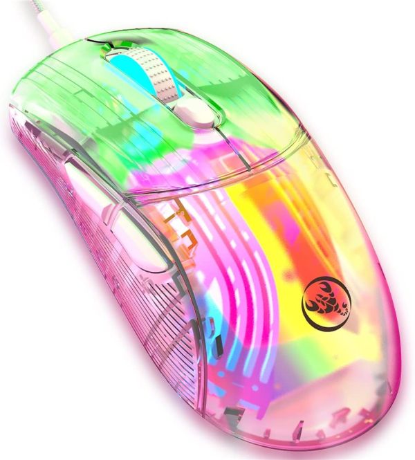 Transparent Gaming Mouse Wired Computer Mice with 13 RGB Light Modes