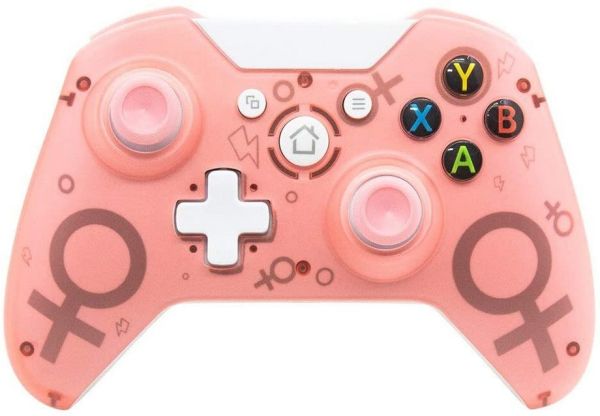 N1 2.4GHz Wireless USB Game Controller for Xbox One, PS3, Windows PC, Dual Motor Vibration Gamepad pink