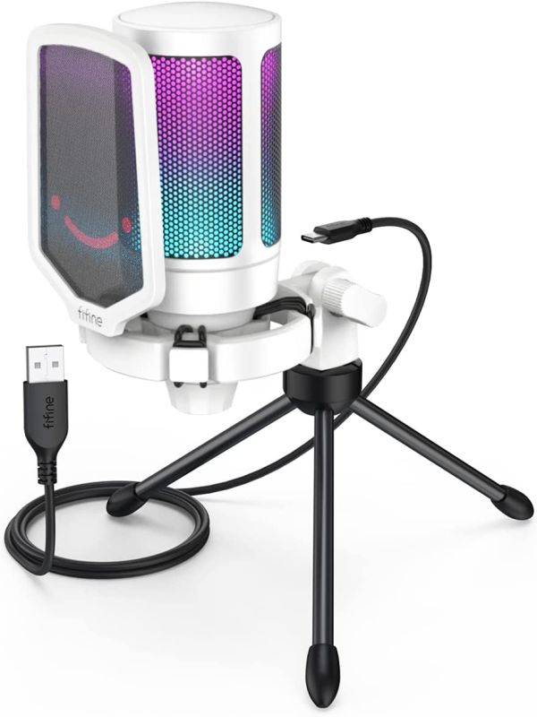 FIFINE AmpliGame USB Microphone white