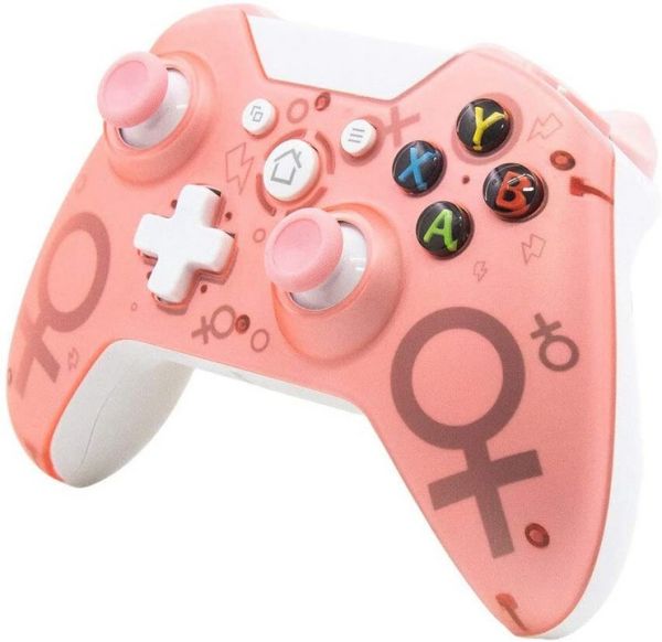 N1 2.4GHz Wireless USB Game Controller for Xbox One, PS3, Windows PC, Dual Motor Vibration Gamepad pink