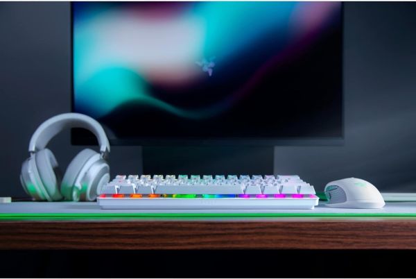 Razer Keyboard Huntsman Mini Mercury Ed. RGB 61key Purple Switch USB EN White