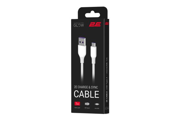 2E Cable USB-A - microUSB Glow 1m White
