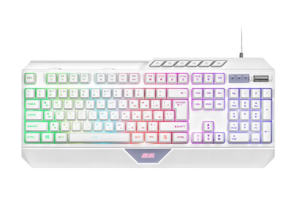 2E GAMING Membrane keyboard KG315 110key, USB-A, EN/RU, RGB, white