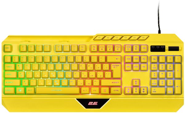 2E GAMING Membrane keyboard KG315 110key, USB-A, EN/RU, RGB, yellow