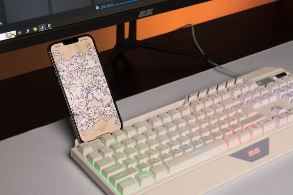 2E GAMING Membrane keyboard KG315 110key, USB-A, EN/RU, RGB, white