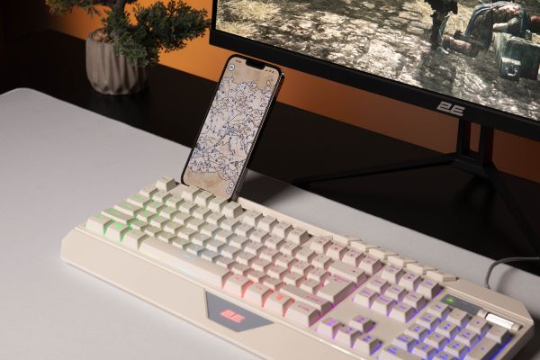 2E GAMING Membrane keyboard KG315 110key, USB-A, EN/UA, RGB, white