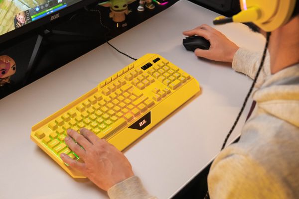 2E GAMING Membrane keyboard KG315 110key, USB-A, EN/RU, RGB, yellow