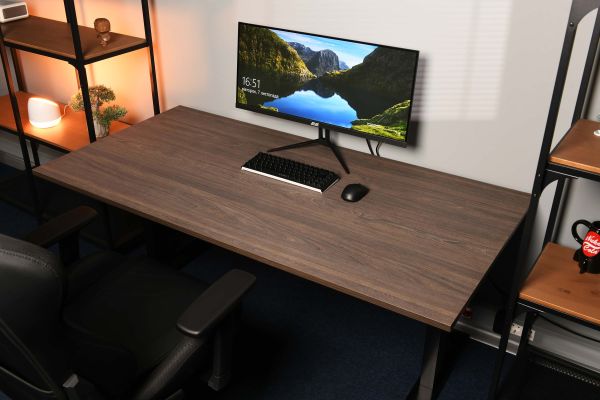 2E Computer table CE150WDARK-MOTORIZED, height adjustment, electric motor 220V, 62/128x150х75cm, Wood Dark