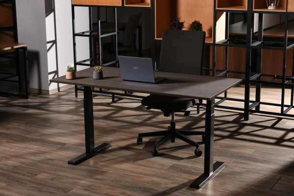 2E Computer table CE150WDARK-MOTORIZED, height adjustment, electric motor 220V, 62/128x150х75cm, Wood Dark