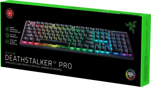 DeathStalker V2 Pro RGB, RAZER, Keyboard, 106key Red Switch USB/WL/BT EN, black.