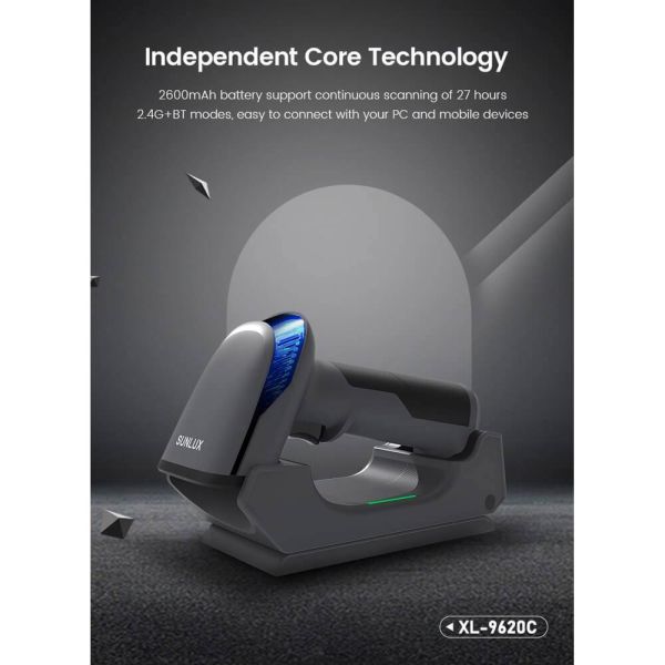 Barcode Scanner Sunlux XL-9620C, Bluetooth, USB, USB-VCP, Barcode Scanner, Black