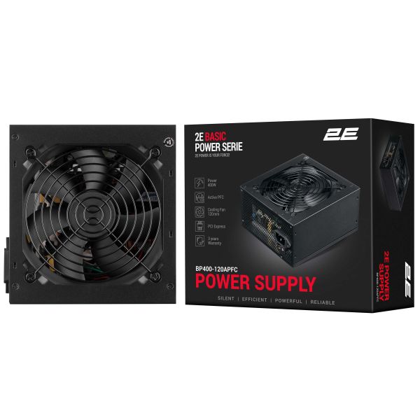 2E PSU BASIC POWER (400W), 80%, 120mm, 1xMB 24pin(20+4), 1xCPU 8pin(4+4), 3xMolex, 4xSATA, 1xPCIe 8pin(6+2)