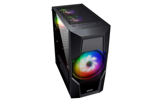2E GAMING Computer case  TURBO (G2057B) , MidT, 2xUSB2.0,1xUSB3.0, 1x200+3x120ARGB,TG (side panel),without PSU,black