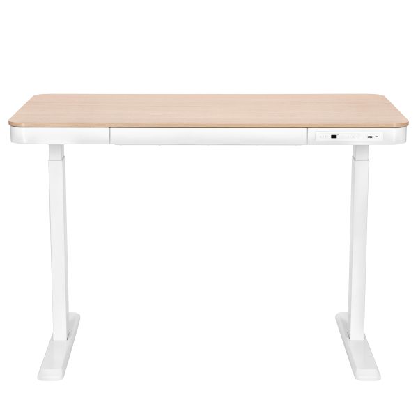 2E Computer table CE218D-MOTORIZED, height adjustment, electric motor 220V, (USB-A/USB-C), 72/120х118x60cm, beige