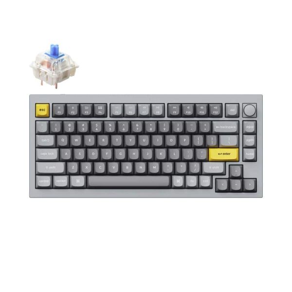 Keyboard mechanical Keychron Q1 75Key, Gateron Phantom Blue, Hot-Swap, QMK, Knob, USB-A, EN, RGB