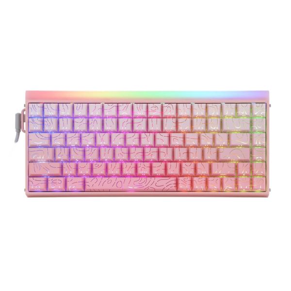 Keyboard: AULA HERO 84 RGB Wired Gaming Keyboard side-engraved keycaps Gradient Pink (Dragon King Magnetic Switch)