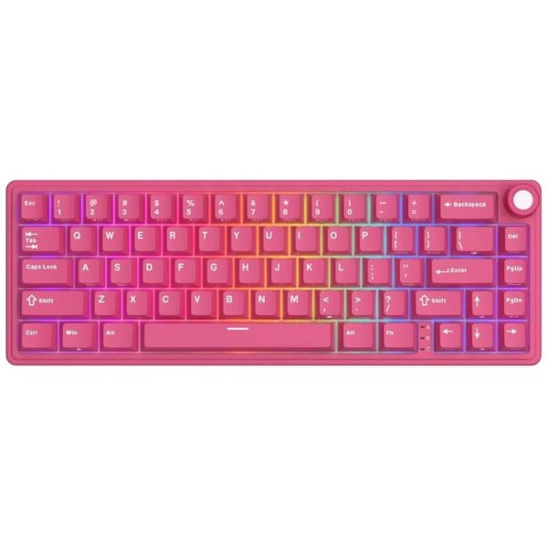 Royal Kludge RK R65-BR-XH RGB Mechanical Keyboard, Cream Switch, Hot Swappable, Wired, USB, Berry Red