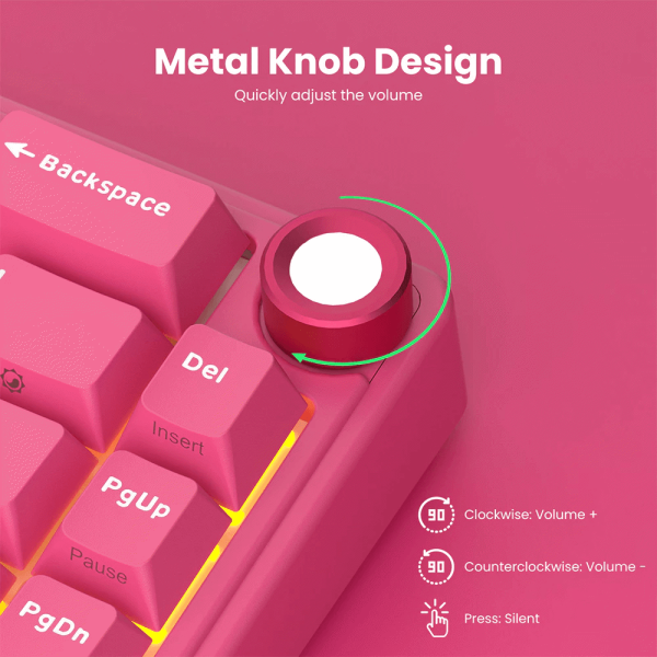 Royal Kludge RK R65-BR-XH RGB Mechanical Keyboard, Cream Switch, Hot Swappable, Wired, USB, Berry Red