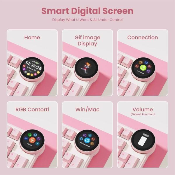 Royal Kludge RK N99-PM-XH RGB Mechanical Keyboard, Cream Switch, Hot Swappable, Wireless, Type-C, Bluetooth, 2.4GHz, Pink Melody