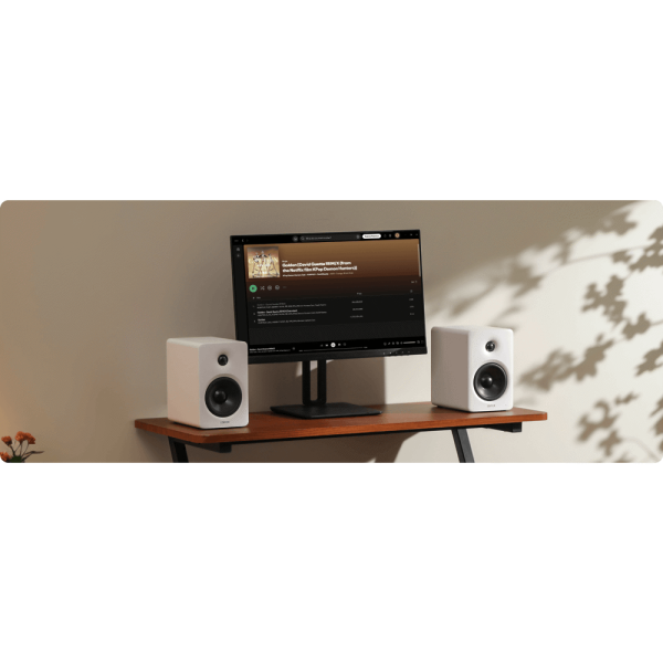 Speaker Edifier M90, 100W, HDMI eARC, Optical, Type-C, AUX, Bluetooth, Compact Active Speaker, White