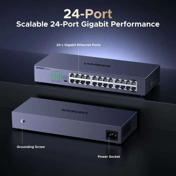 UGREEN CM740 (35374EU), 24-Port Gigabit, Switch, Gray
