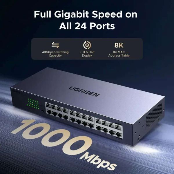 UGREEN CM740 (35374EU), 24-Port Gigabit, Switch, Gray