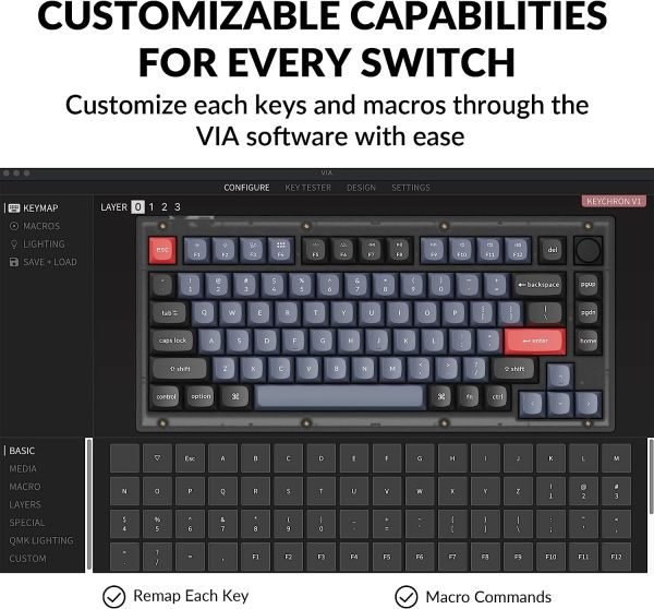 Keychron V5 100Key, K Pro Red, Hot-Swap, QMK, Knob, USB-A, EN/UKR, RGB, Fros