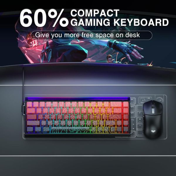 Keyboard: AULA HERO 68 RGB Wired Gaming Keyboard side-engraved keycaps Gradient Black/Red (Dragon King Magnetic Switch)