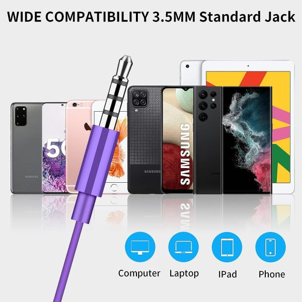 Earbuds Wired with 3.5 Purple Wired
