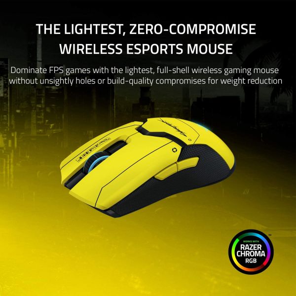 Razer Gaming Mouse Viper Ultimate & Mouse Dock Cyberpunk 2077 Edition WL RGB Yellow RZ01-03050500-R3M1