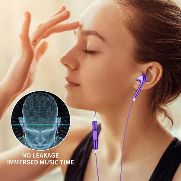 Earbuds Wired with 3.5 Purple Wired