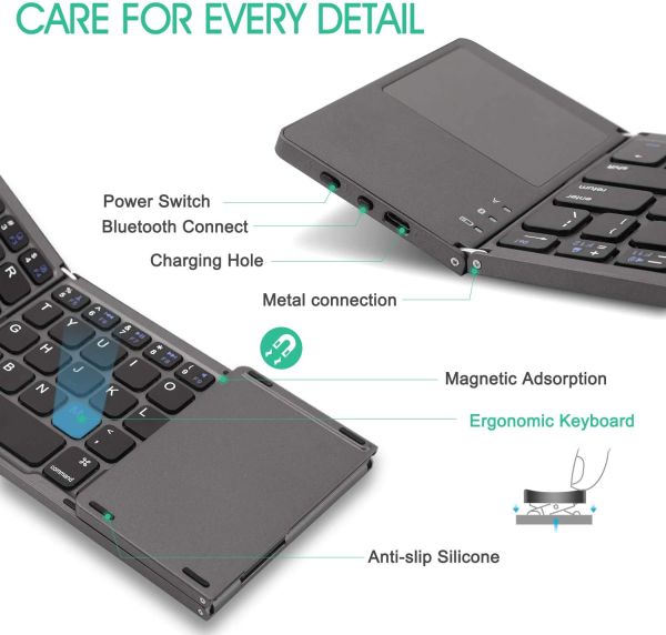 Foldable Bluetooth Keyboard With Touchpad