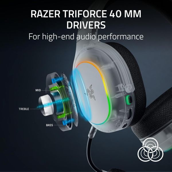 Razer Gaming Headset Barracuda X Chroma, BT/WL, RGB, Phantom White Ed.