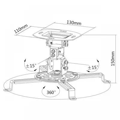 Projector/ Beamer Mounting/ CEILING MOUNT FOR PROJECTOR SBOX PM-18  Mounting: from 54 to 320 mm,Height: 150 mm,Tilt: -15° to +15°,Swivel: -15° to +15°,Rotation: 360°