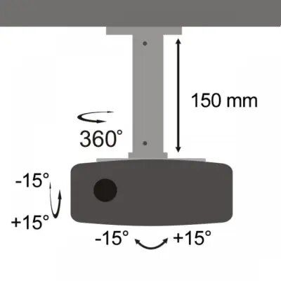 Projector/ Beamer Mounting/ CEILING MOUNT FOR PROJECTOR SBOX PM-18  Mounting: from 54 to 320 mm,Height: 150 mm,Tilt: -15° to +15°,Swivel: -15° to +15°,Rotation: 360°