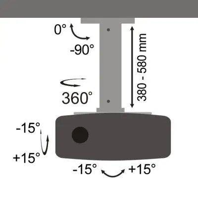 Projector/ Beamer Mounting/ CEILING MOUNT FOR PROJECTOR SBOX PM-18S Weight capacity: up to 13,5 kg ,Mounting: from 54 to 320 mm,Height: 380-580 mm,Tilt: -15° to +15°,Swivel: -15°