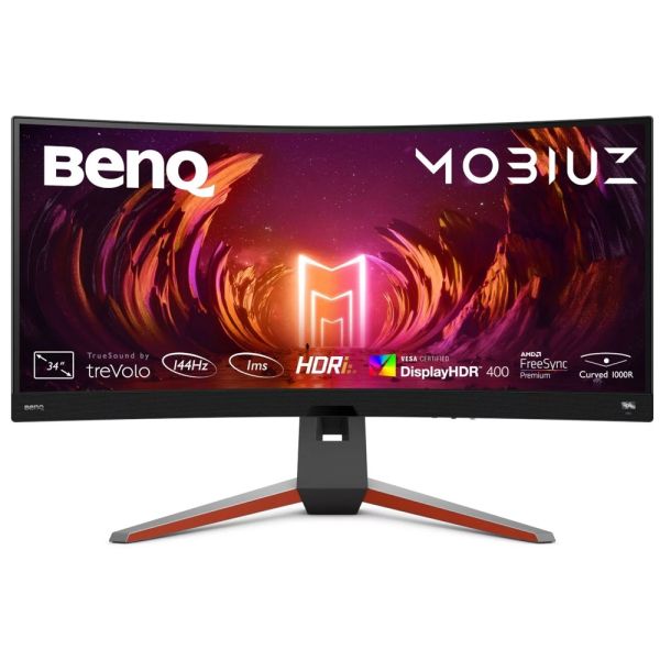 Monitor: BenQ MOBIUZ EX3410R 34" WQHD Curved VA 144Hz 1ms 2xHDMI DP Built-In Speaker - 9H.LKKLA.TBE