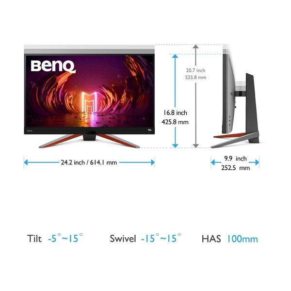 Monitor: BenQ MOBIUZ EX2710S 27" FHD IPS 165Hz 1ms 2xHDMI DP Built-in Speaker - 9H.LKFLA.TBE