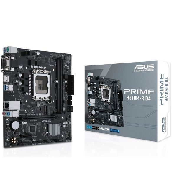 ASUS Motherboard PRIME H610M-R D4-SI s1700 H610 2xDDR4 M.2 HDMI D-Sub DVI mATX White BOX WITH ACCESSORY