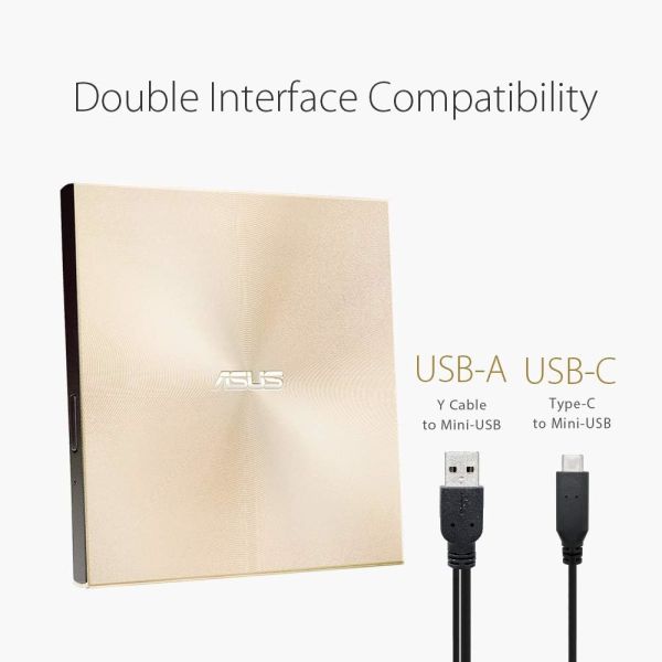 ASUS ZenDrive SDRW-08U9M-U DVD+-R/RW USB2.0 EXT Ret Ultra Slim GOLD