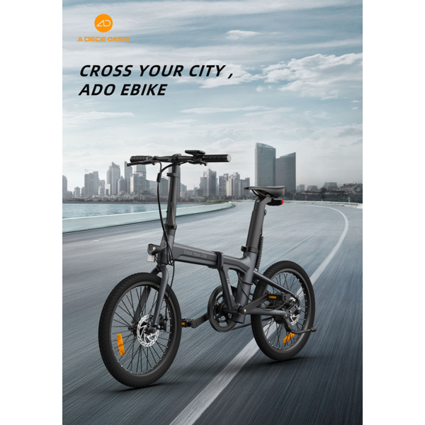 Electric Bicycle ADO A20 Lite, 350W, Smart APP, Folding Electric Bike, 30KM/H, Ivory