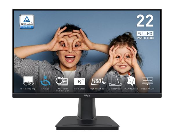 MSI Monitor 21.45" PRO MP225V D-Sub, HDMI, VA, 100Hz, 4ms, sRGB 100%, AdaptiveSync