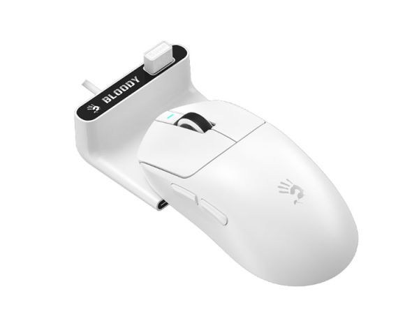 Mouse: A4Tech Bloody R77 Ultra Dock Dual Mode Wireless Gaming Mouse White