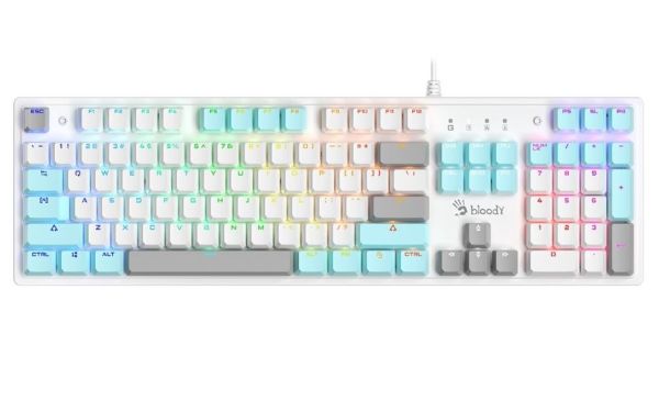 Keyboard: A4Tech Bloody S520N Mechanical BLMS Blue Switch RGB Gaming Keyboard Icy White
