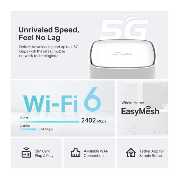 TP-Link, Archer NX500 5G LTE WiFi Router, AX3000 Wireless Dual-Band Gigabit Router